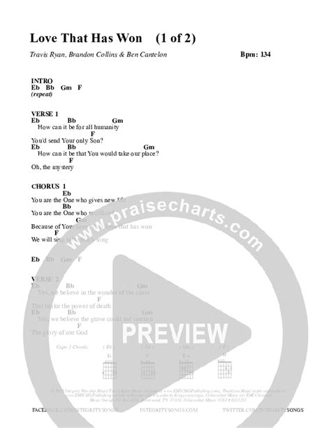 Love That Has Won Chords Pdf Travis Ryan Praisecharts