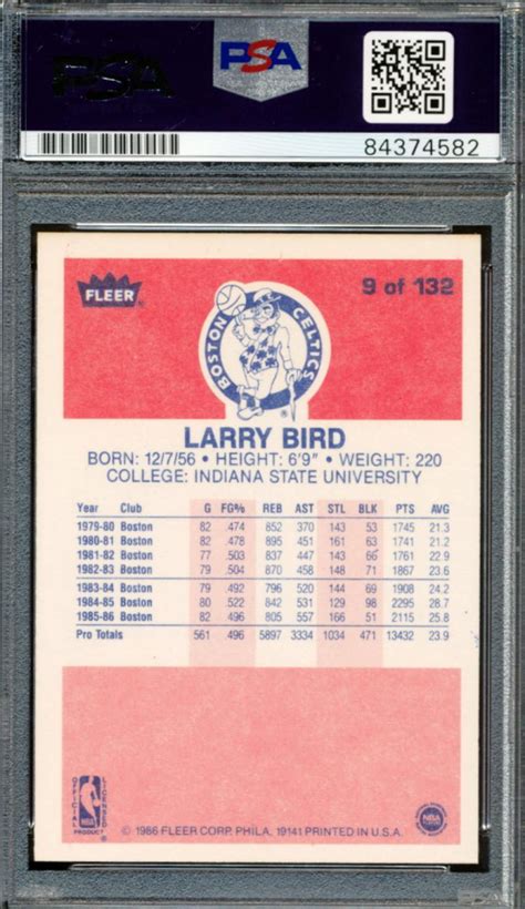 Larry Bird Signed Fleer Psa Pristine Auction