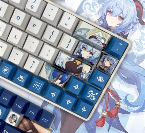 Genshin Impact Ganyu Keycaps For Mechanical Keyboard Anime Keyboard