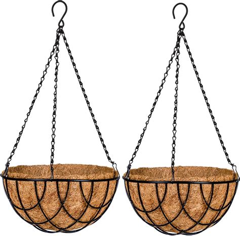 Juvale 10 Inch Hanging Plants Basket For Outdoor With Coco Coir Liner Metal Hanger