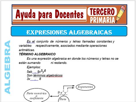 Expresiones Algebraicas Para Tercero De Primaria Ayuda Para Docentes