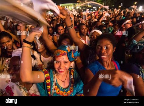 Afro Colombian People Dancing Singing And Enjoying During A Concert Of