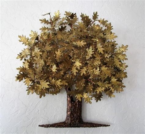 Brutalist Brass Copper Golden Oak Tree Wall Art Etsy Golden Oak