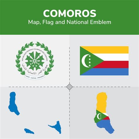 Premium Vector Comoros Map Flag And National Emblem