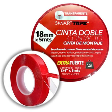 Cinta Doble Contacto Cinta Montaje 18 Mm X 5 0 Mt Transparente