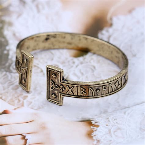 Viking Rune Bracelet Handmade Nordic Rune Bangle Mythology Viking