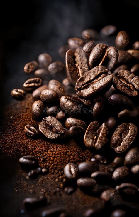 Coffee Beans on the Black Background Stock Illustration - Illustration ...