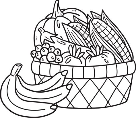 Fruits in the Basket Isolated Coloring Page 11415705 Vector Art at Vecteezy