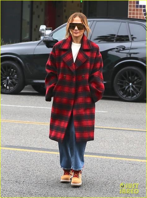 Jennifer Lopez Keeps Warm In Plaid Jacket While Shopping In Beverly