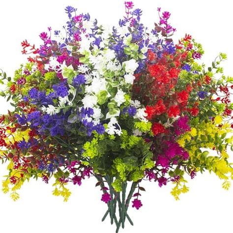 Amazon Grunyia Artificial Flowers 12 Bundles Outdoor Fake Flowers