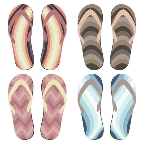 Set Of Beach Slippers Colorful Summer Flip Flops Over White Background 17499767 Vector Art At