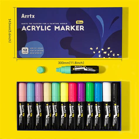 Arrtx 12 Colors Jumbo Acrylic Markers 10mm Broad Tips N Arrtxart