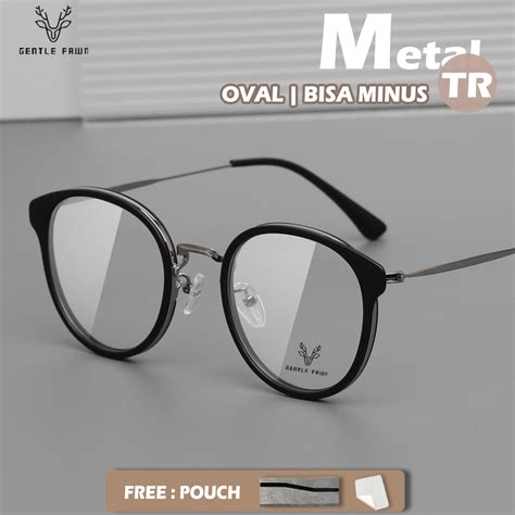 Jual Gentle Fawn Frame Kacamata Simple Keren Bentuk Oval Metal Tr Bisa