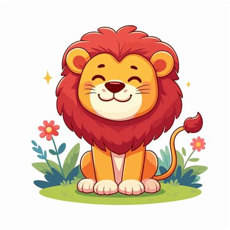 Premium Vector Cute Funny Lion Cartoon Vector On White Background