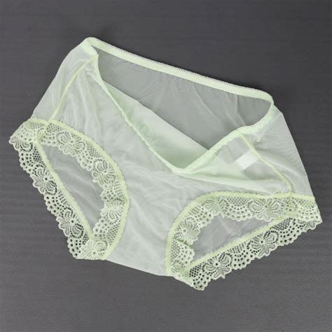 Culotte Slip Sexy Verte Transparente Finition Dentelle Sans Gousset