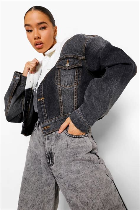 Womens Contrast Panel Drop Shoulder Denim Jacket Boohoo Uk