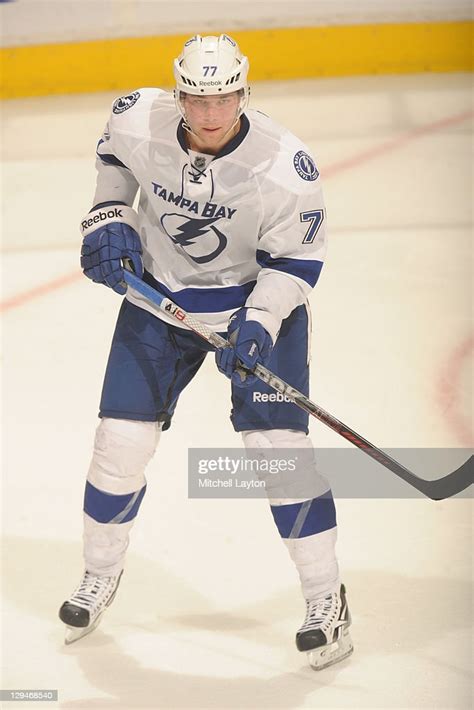 Brett Clark Of The Tampa Bay Lightning Looks On During A Nhl Hockey