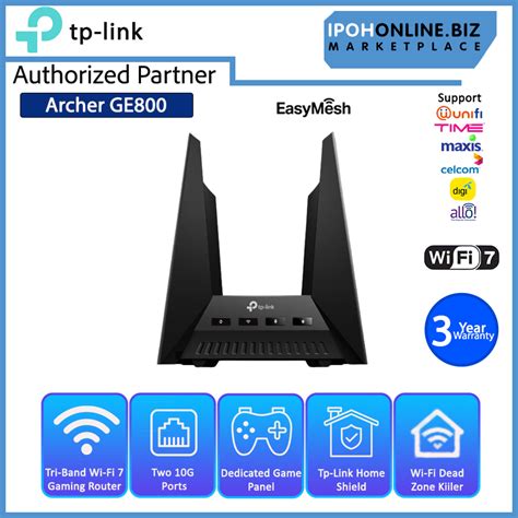 TP Link Archer GE800 WiFi 7 Gaming Router BE19000 With Tri Band 2x 10G