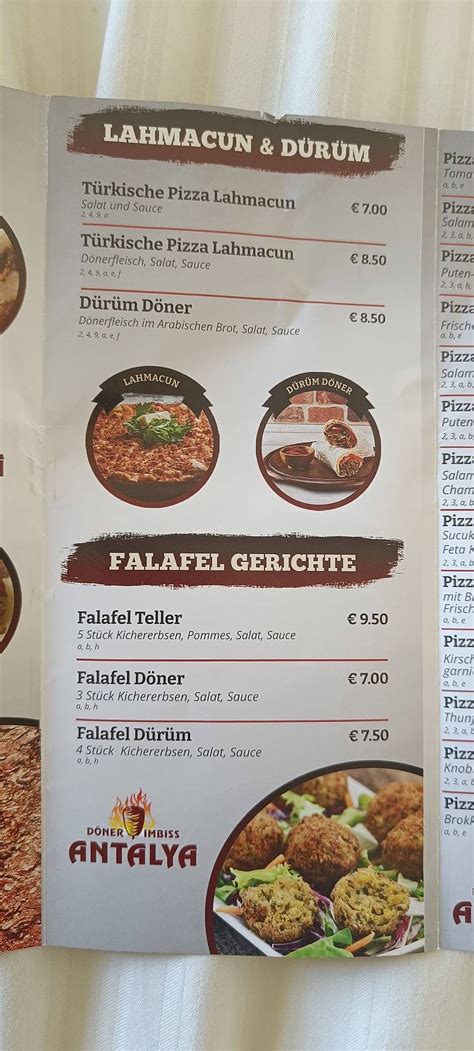 Speisekarte Von Antalya D Ner Pizza Haus Gr Mitz