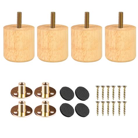 Buy Btowin 2 Inch Solid Wood Furniture Legs 4Pcs Modern Round Wooden