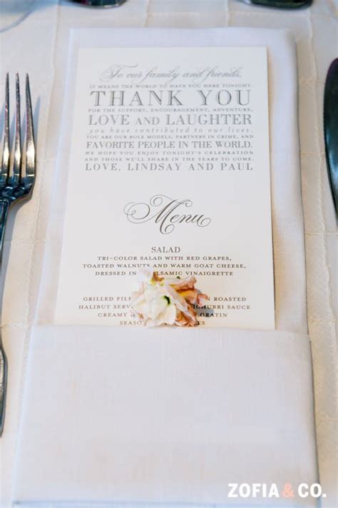 An Elegant Nantucket Wedding Wedding Reception Menu Wedding Napkins