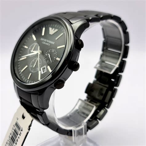 NEW GENUINE EMPORIO ARMANI AR1451 BLACK DIAL CERAMIC MENS WATCH On OnBuy