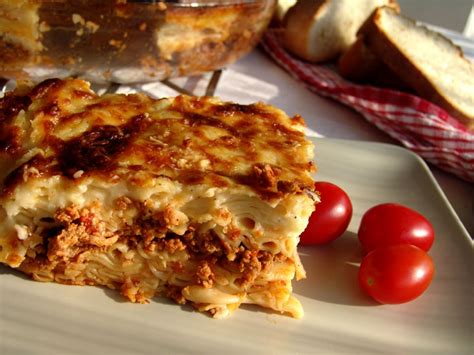 Traditional Pastitsio Cooking In Plain Greek