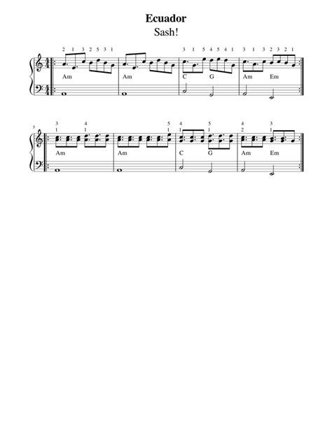 Sash! - Ecuador Sheet music for Piano (Solo) | Musescore.com