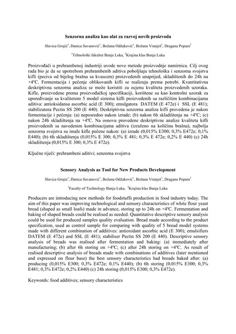 (PDF) Senzorna analiza kao alat za razvoj novih proizvoda/ Sensory ...