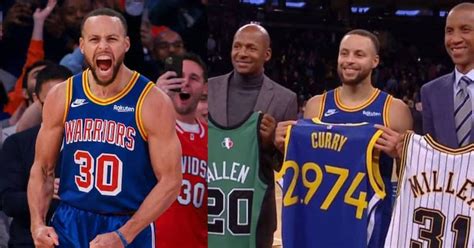 Nba／勇士 Stephen Curry 打破紀錄登基「歷史三分王」，賽後與 Ray Allen、reggie Miller 呈現歷史大合照