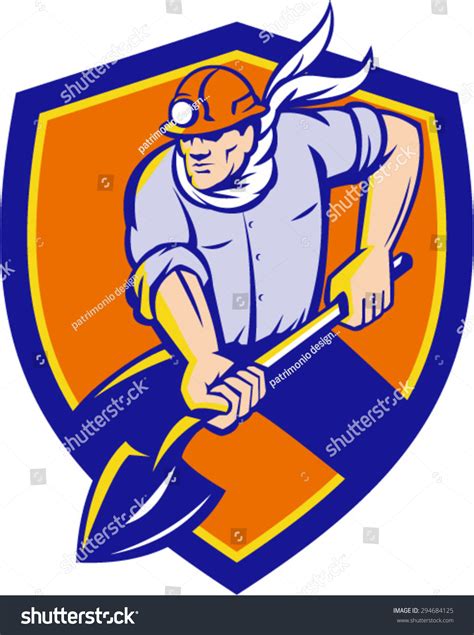 Illustration Coal Miner Wearing Hardhat Holding 库存矢量图免版税294684125