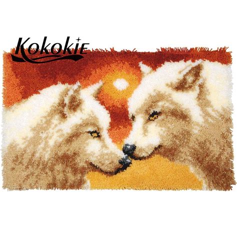 Kit de crochet à loquet pour tapis en toile impression d animaux