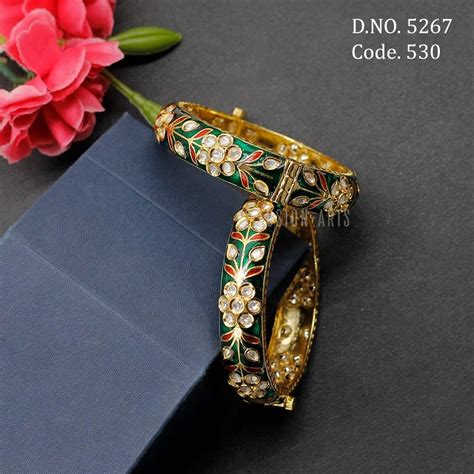 Fusion Arts Traditional Meenakari Kundan Openable Bangles At Rs