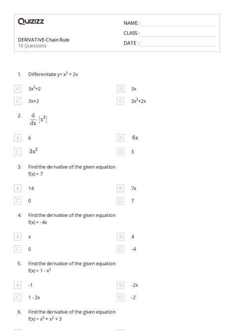 50 Chain Rule Worksheets On Quizizz Free And Printable