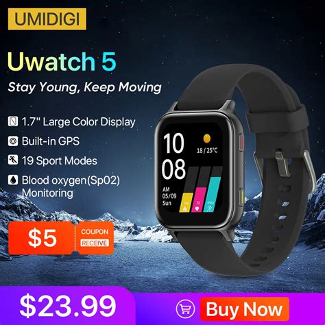 UMIDIGI Uwatch 5 Bluetooth Smart Watch GPS 5ATM Waterproof SmartWatch