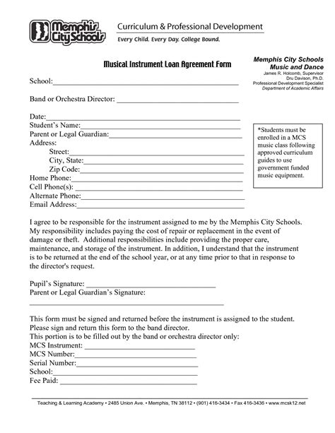 Printable Sample Loan Agreement Form Form Emergency Contact Form ...