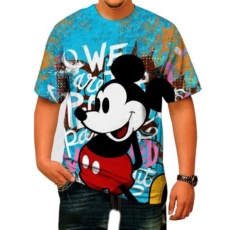 Camiseta Con Estampado 3d De Mickey Mouse Para Hombre Camisa De Manga Corta Holgada Informal