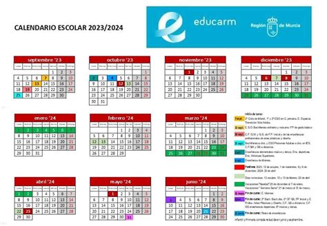 Calendario Escolar 2023 2024 En Murcia