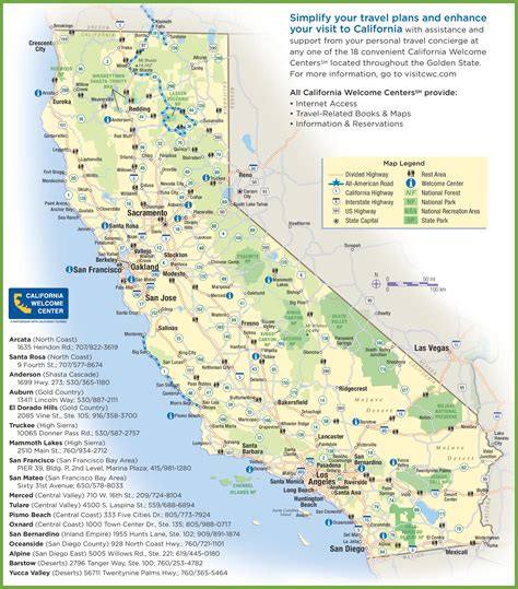 California Travel Map - California Rest Stops Map | Printable Maps