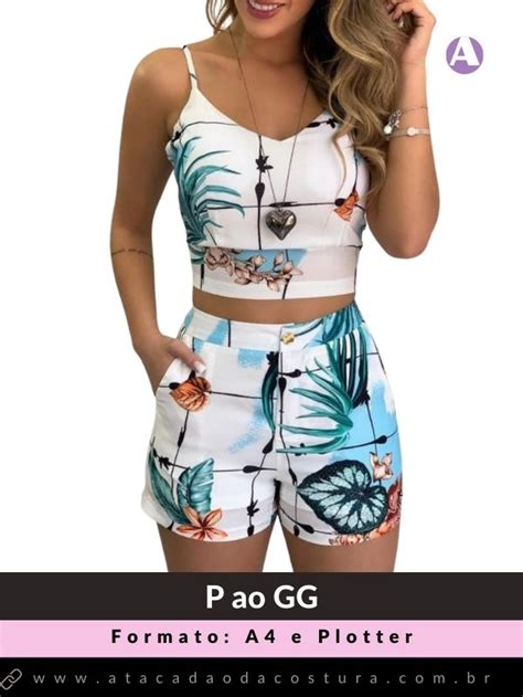 Molde conjunto cropped e Short Atacadão da Costura