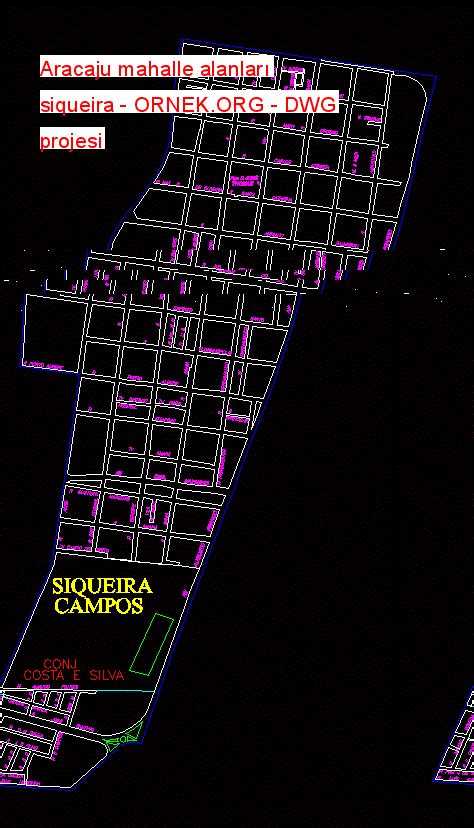 Aracaju mahalle alanları siqueira dwg projesi Autocad Projeler