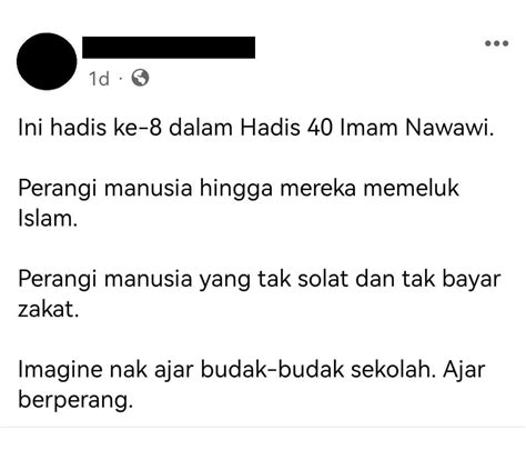 SANGGAHAN KENYATAAN PEGUAM BUKU HADIS 40 AJAR MURID SEKOLAH BERPERANG