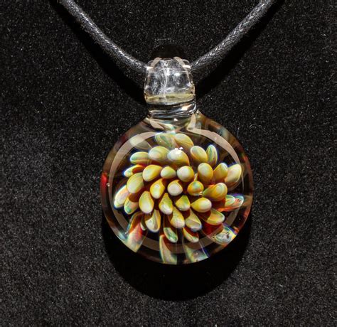 Glass Implosion Pendant Flower Necklace Flower Jewelry Glass Pendant Heady Glass Necklace Floral