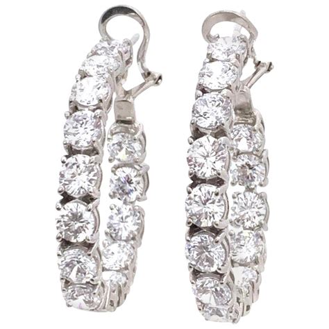 Stunning Faux Diamond Sterling Silver Hoop Earrings At 1stdibs