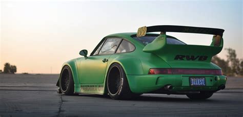 RWB Porsche 911 Rauh-Welt Begriff pandora one green rear view stance ...