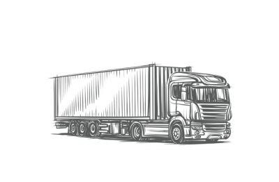 Europäische lkw hand gezeichnete illustration vektor leinwandbilder