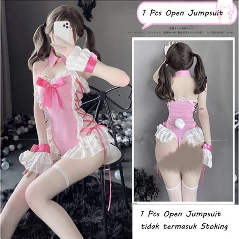 Jual COD Lingerie Sexy Cosplay Open Crotch Bodysuit Seragam Cosplay