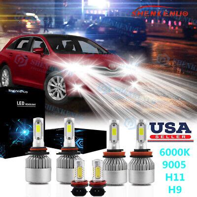 6 LED Headlights Kit Hi Low Beam Fog Light Bulbs For Toyota Venza