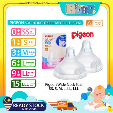 Pigeon Softouch Peristaltic Plus Wide Neck Teat Nipple Ss S M L Ll