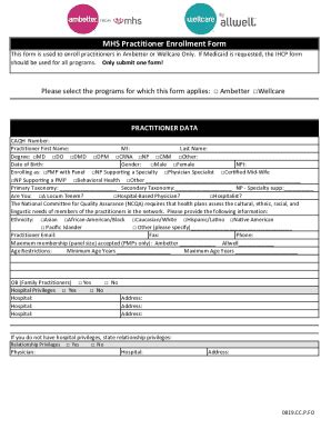 Fillable Online MHS Practitioner Enrollment Form Fax Email Print